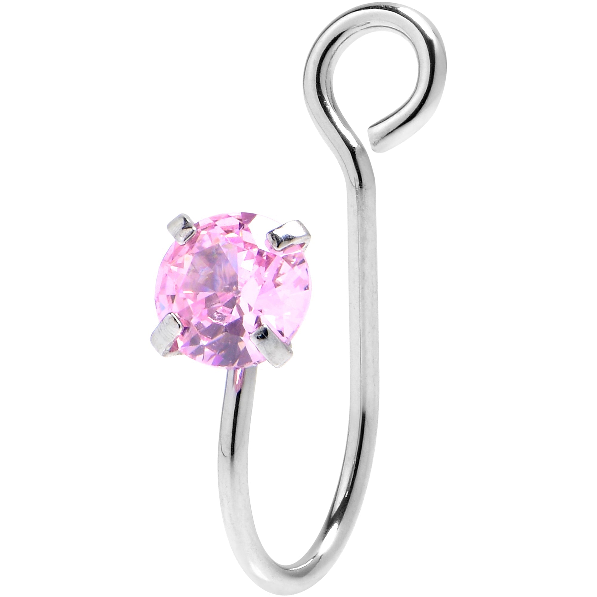 BodyCandy Pink CZ Gem Simple Glamour Clip On Nose Ring — main product shot