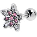 BodyCandy 16G 1/4 Pink CZ Gem Snowflake Flower Cartilage Tragus Earring — main product shot