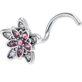 BodyCandy 20G 7mm Pink CZ Gem Snowflake Flower Left Side Nose Screw — main product shot
