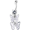 BodyCandy Clear CZ Gem Butterfly Duo White Dangle Belly Ring — main product shot