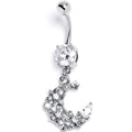 BodyCandy Clear Gem Flower Moon Dangle Belly Ring — main product shot