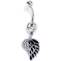 BodyCandy Black Heavenly Heart Angel Wings Dangle Belly Ring — main product shot