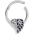 BodyCandy 16G 3/8 Black Heavenly Heart Angel Wings Hinged Segment Ring — main product shot