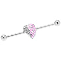 BodyCandy 14G Pink Heavenly Heart Angel Wings Industrial Barbell 38mm — main product shot