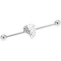 BodyCandy 14G White Heavenly Heart Angel Wings Industrial Barbell 38mm — main product shot