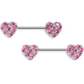 BodyCandy 14G 9/16 Pink Gem Lattice Heart Barbell Nipple Ring Set — main product shot