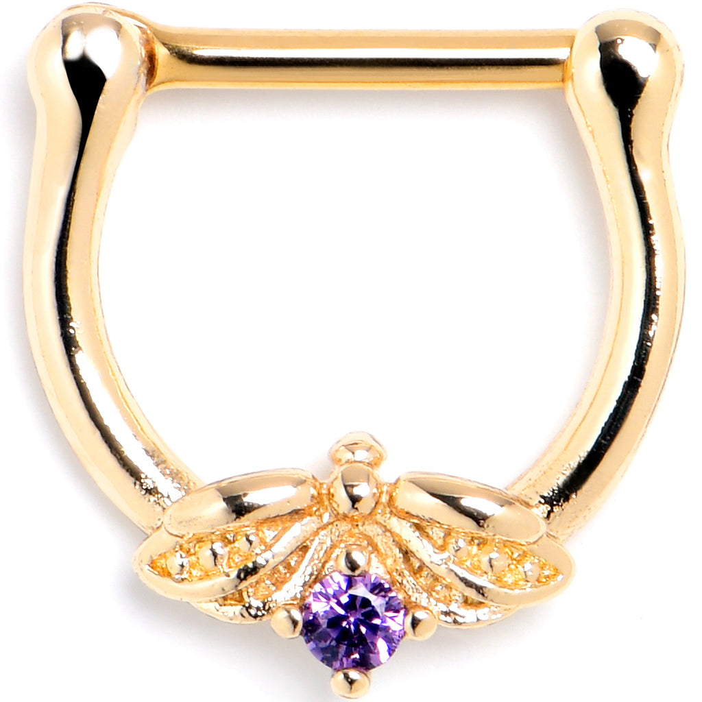 BodyCandy 16G 5/16 Purple Gem Gold Tone Beauty Bug Cartilage Clicker — main product shot