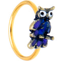 BodyCandy 20G 5/16 Gold Tone Regal Owl Blue Nose Hoop — main product shot