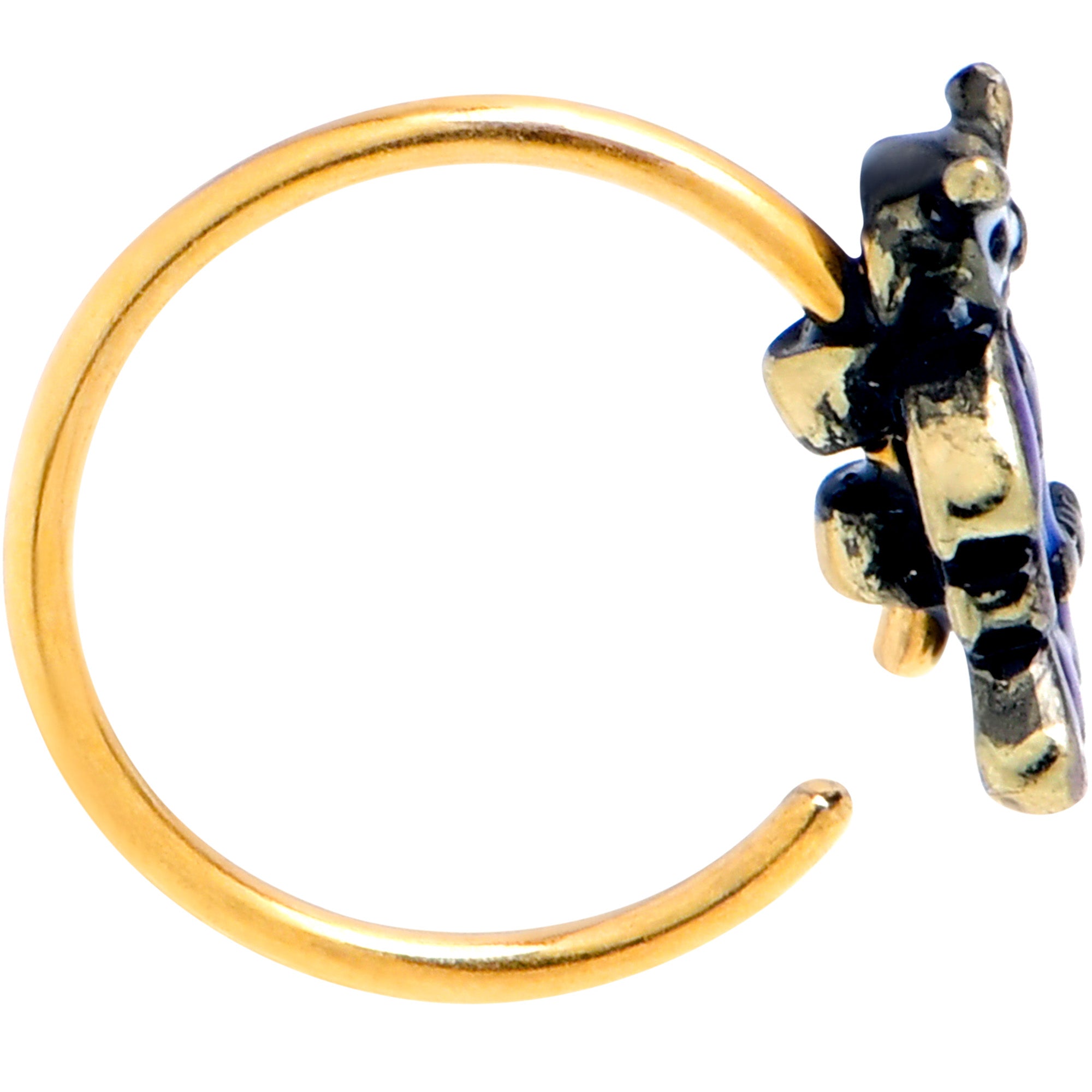 BodyCandy 20G 5/16 Gold Tone Regal Owl Blue Nose Hoop — lifestyle context