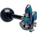 BodyCandy 16G 1/4 Clear CZ Gem Black Lush Leaves Cartilage Tragus Earring — main product shot