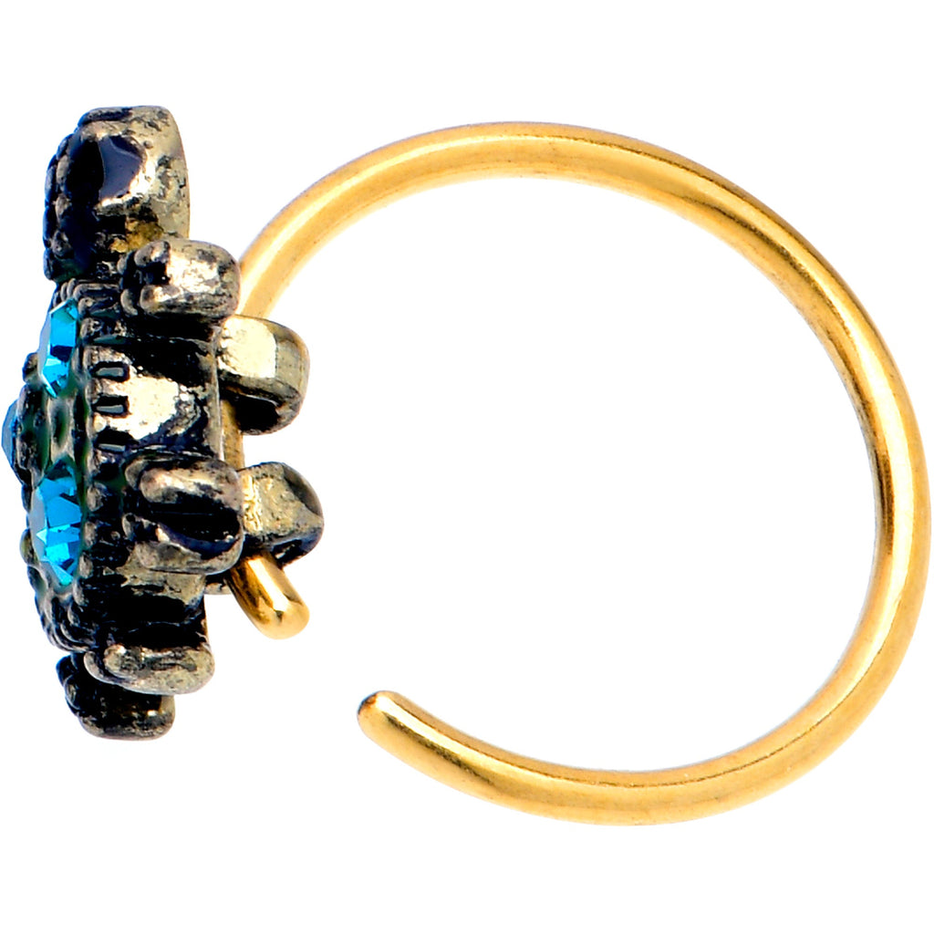 BodyCandy 20G 5/16 Blue Gem Gold Tone Sweet Sea Turtle Nose Hoop — lifestyle context