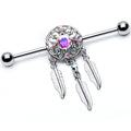 BodyCandy 14G Aurora CZ Gem  Dreamcatcher Dangle Industrial Barbell 38mm — main product shot