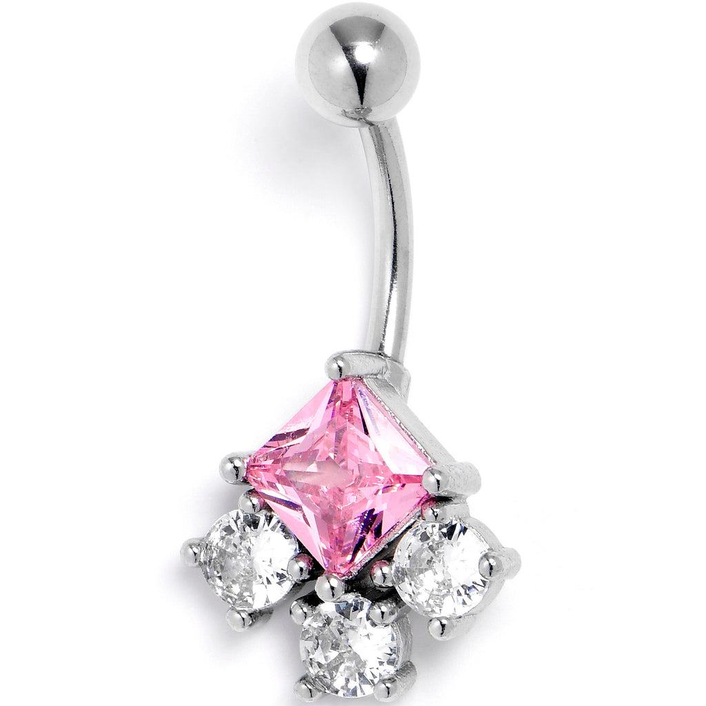 BodyCandy Clear Pink CZ Gem Rhombus Riot Belly Ring — main product shot