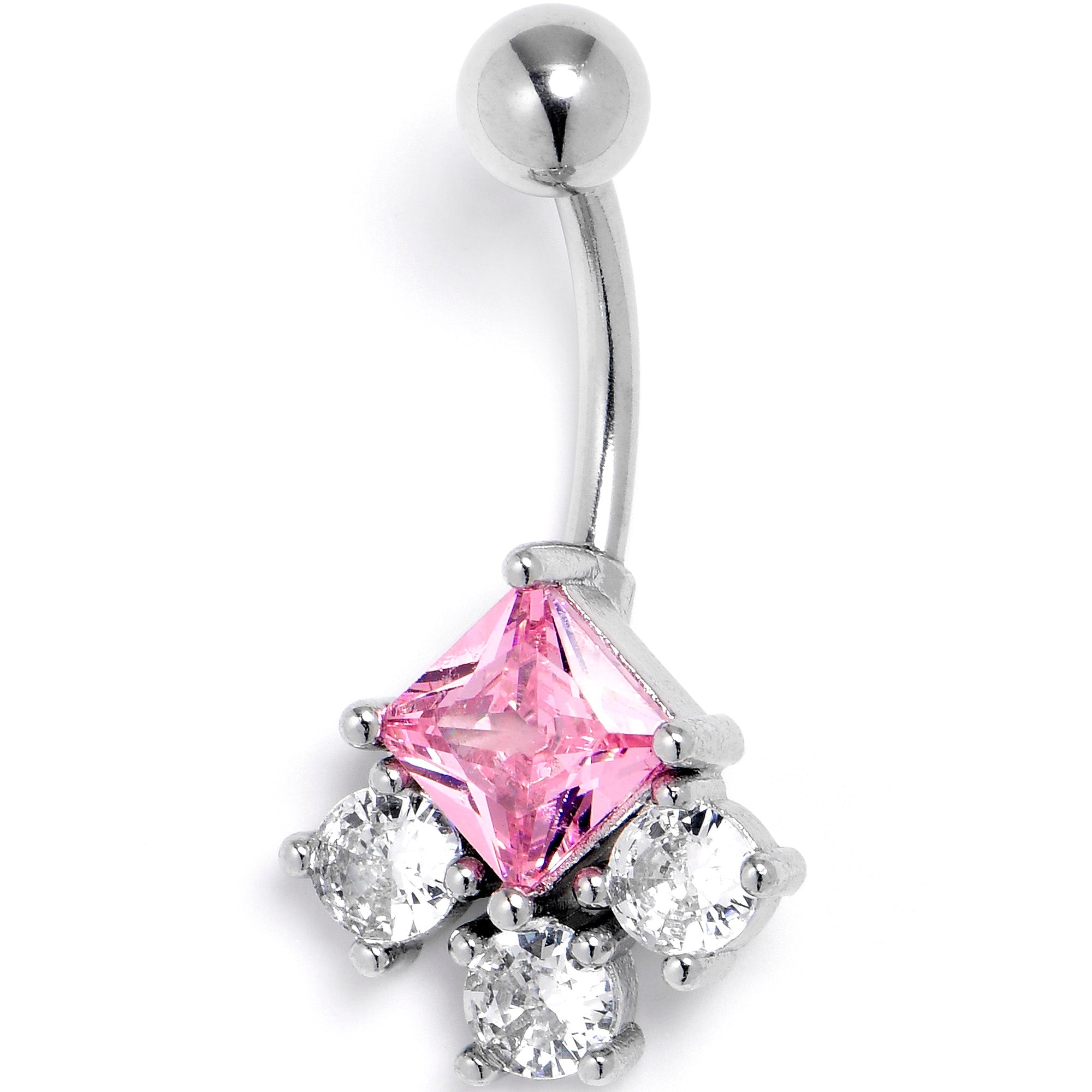 BodyCandy Clear Pink CZ Gem Rhombus Riot Belly Ring — main product shot