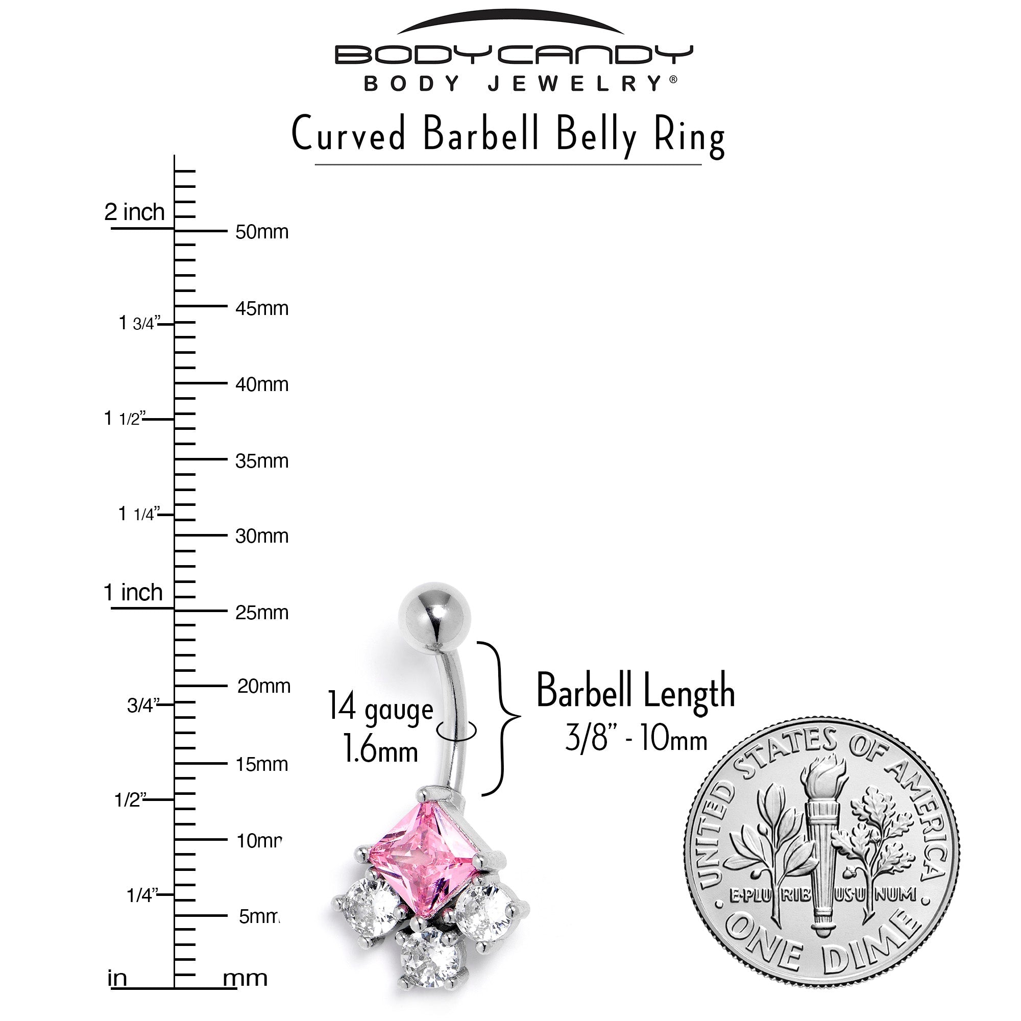 BodyCandy Clear Pink CZ Gem Rhombus Riot Belly Ring — lifestyle context