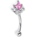 BodyCandy 16G 5/15 Clear Pink CZ Gem  Rhombus Riot Curved Eyebrow Ring — main product shot