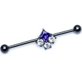 BodyCandy 14G Clear Purple CZ Gem Black Rhombus Riot Industrial Barbell 38mm — main product shot