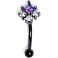 BodyCandy 16G 5/15 Clear Purple CZ Gem Black Rhombus Riot Curved Eyebrow Ring — main product shot