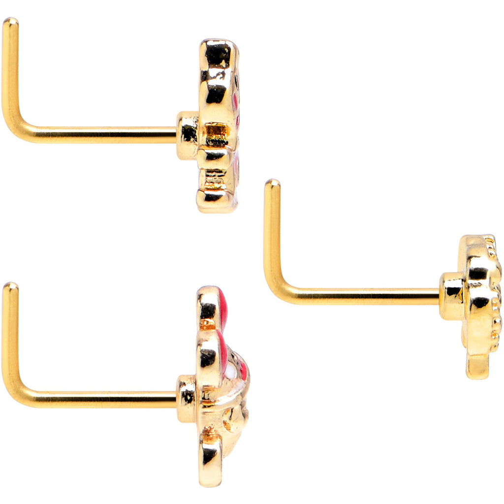 BodyCandy 20G 7mm Gold Tone Pretty Critters L Shape Nose Ring Set of 3 — lifestyle context