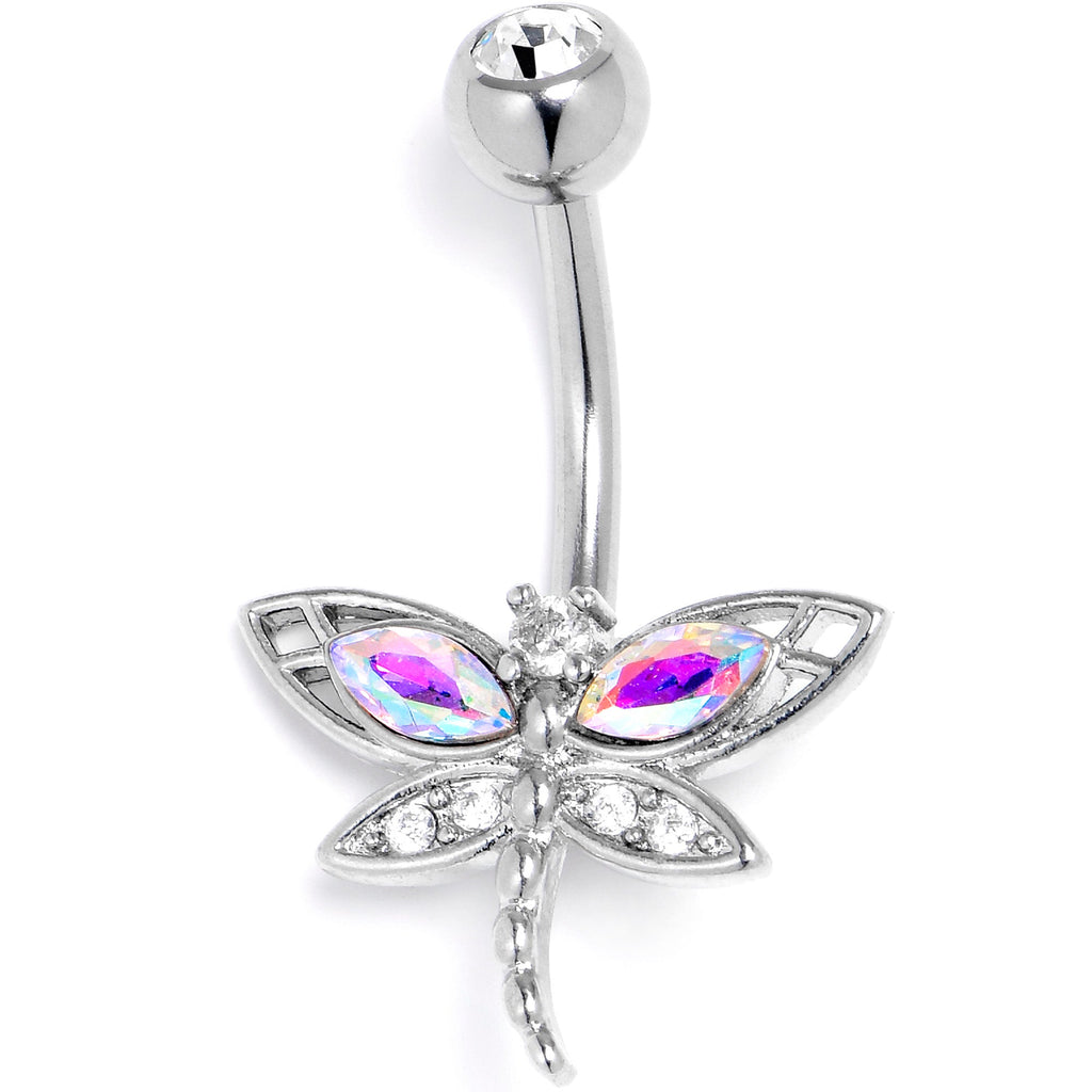 BodyCandy Aurora Clear CZ Gem Understated Dragonfly Belly Ring — main product shot