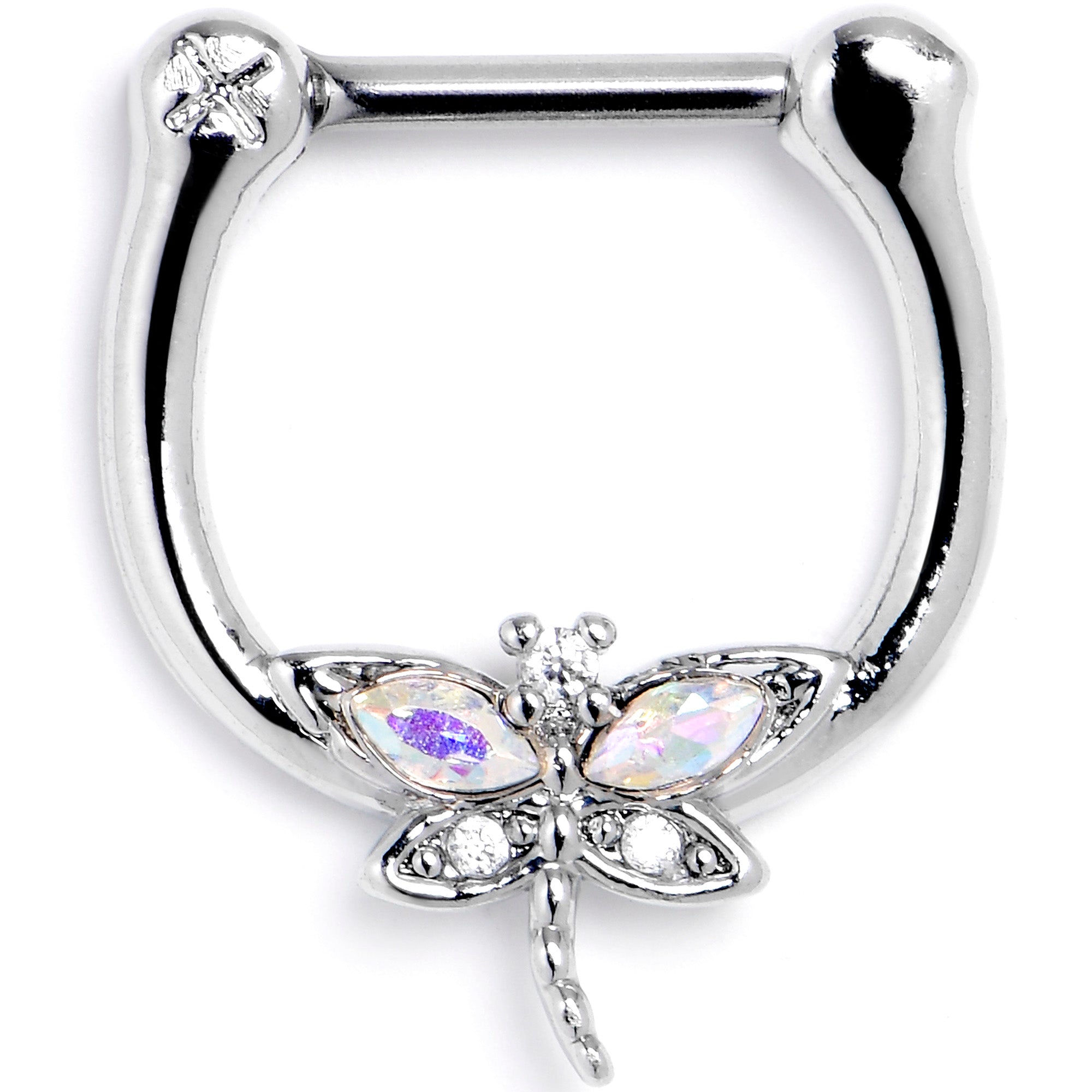 BodyCandy 16G 5/16 Aurora CZ Gem Understated Dragonfly Cartilage Clicker — main product shot