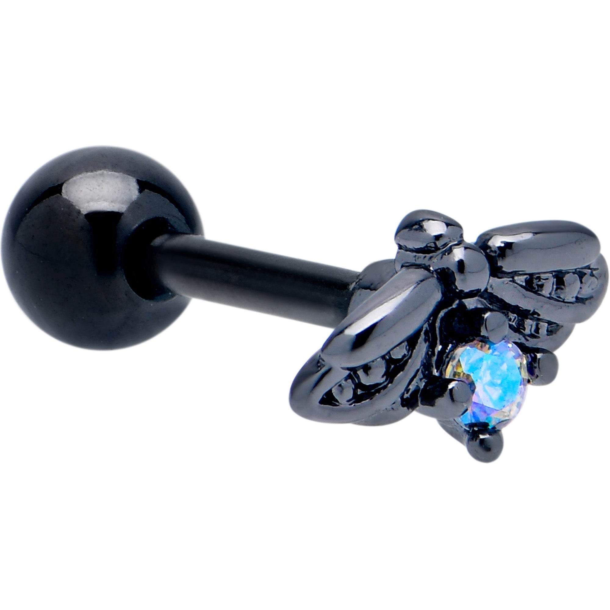 BodyCandy 16G 1/4 Blue Gem Black Gothic Butterfly Cartilage Tragus Earring — main product shot
