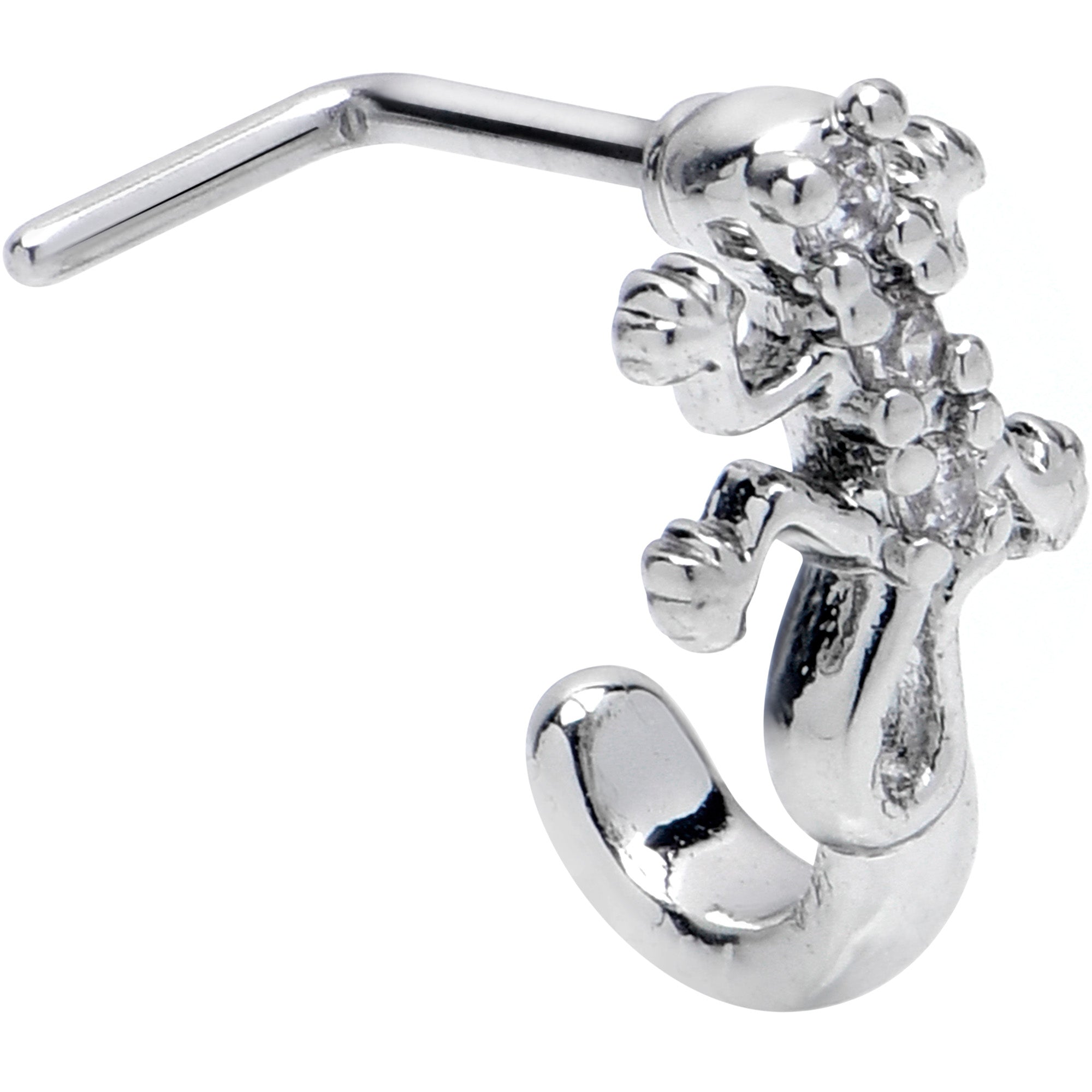 BodyCandy 20G 7mm Clear CZ Gem Love Lizard Faux Hoop L Shape Nose Ring — main product shot