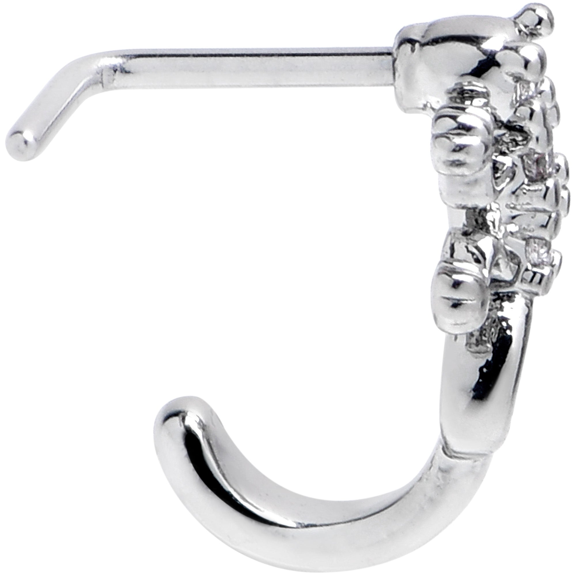 BodyCandy 20G 7mm Clear CZ Gem Love Lizard Faux Hoop L Shape Nose Ring — lifestyle context