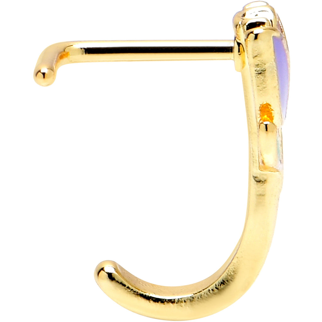 BodyCandy 20G 7mm Gold Tone Purple Tulip Flower Faux Hoop L Shape Nose Ring — lifestyle context