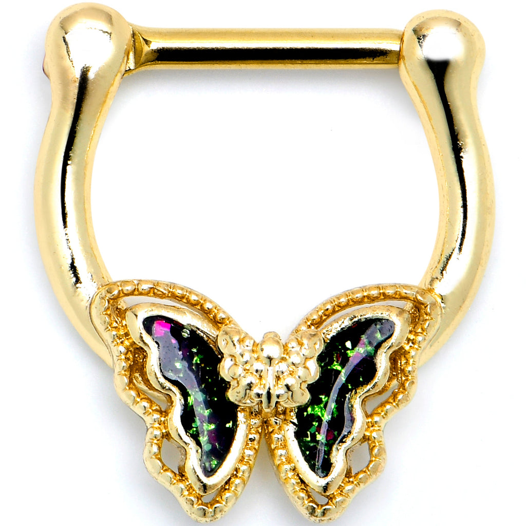 BodyCandy 16G 5/16 Vitrail Gem Gold Tone Classic Butterfly Cartilage Clicker — main product shot