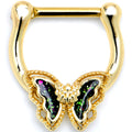 BodyCandy 16G 5/16 Vitrail Gem Gold Tone Classic Butterfly Cartilage Clicker — main product shot