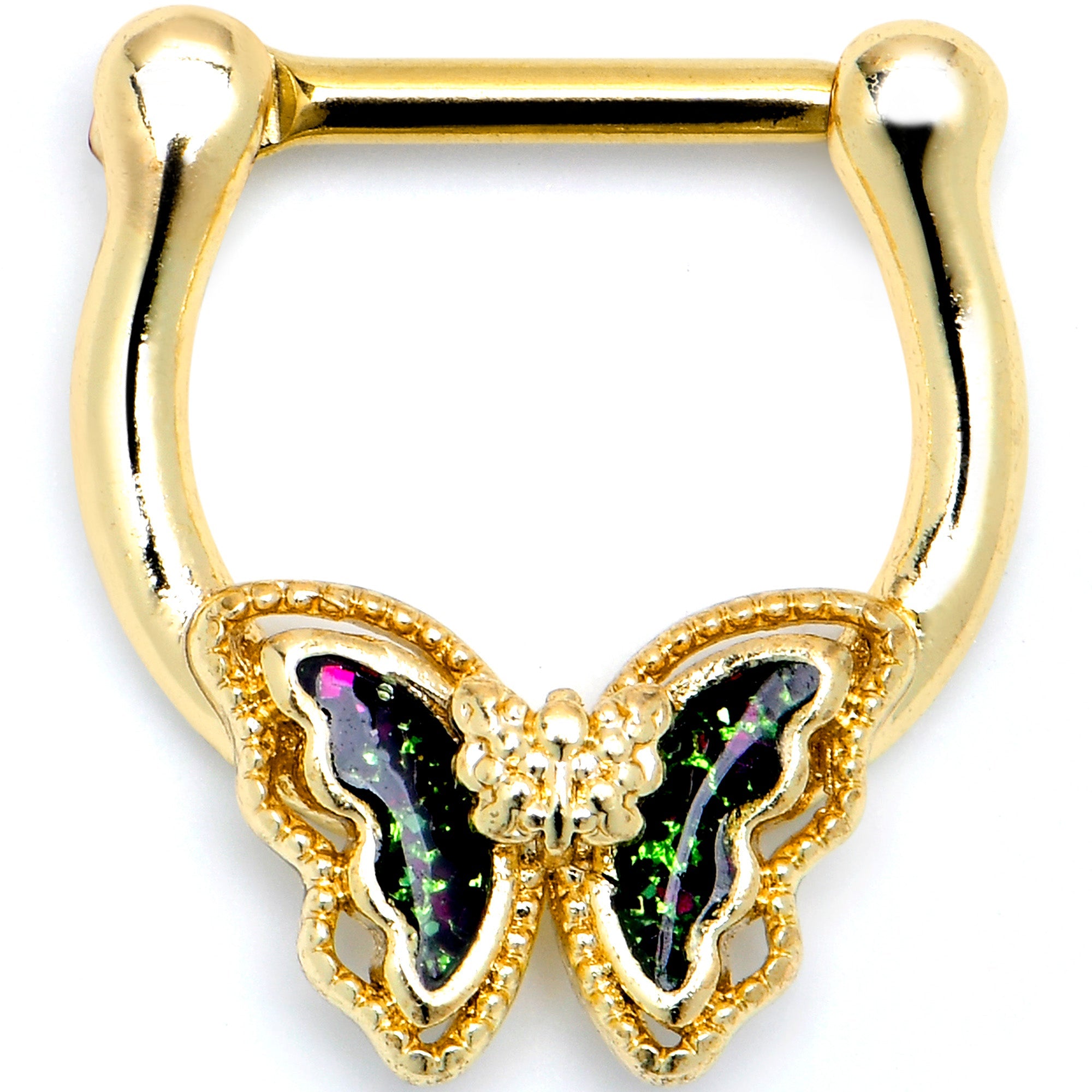 BodyCandy 16G 5/16 Vitrail Gem Gold Tone Classic Butterfly Cartilage Clicker — main product shot