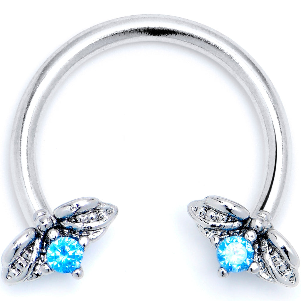 BodyCandy 16G 3/8 Blue Gem Beauty Bug Insect Horseshoe Circular Barbell — main product shot