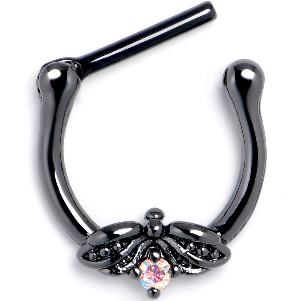 BodyCandy 16G 5/16 Aurora Gem Black Beauty Bug Cartilage Clicker — detail close-up