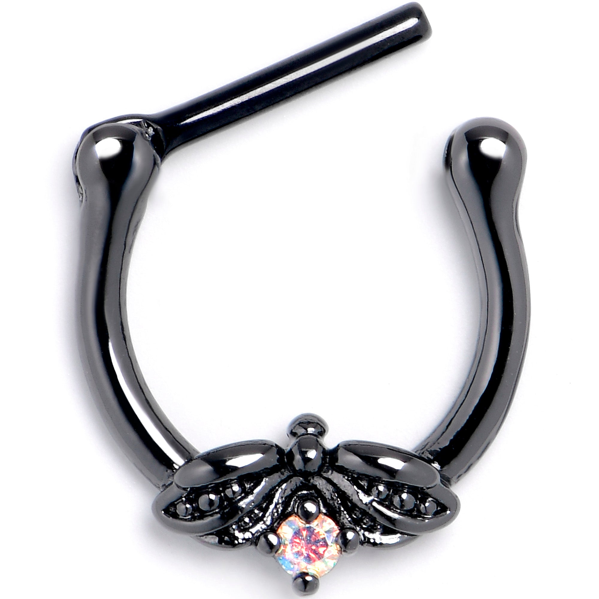 BodyCandy 16G 5/16 Aurora Gem Black Beauty Bug Cartilage Clicker — detail close-up