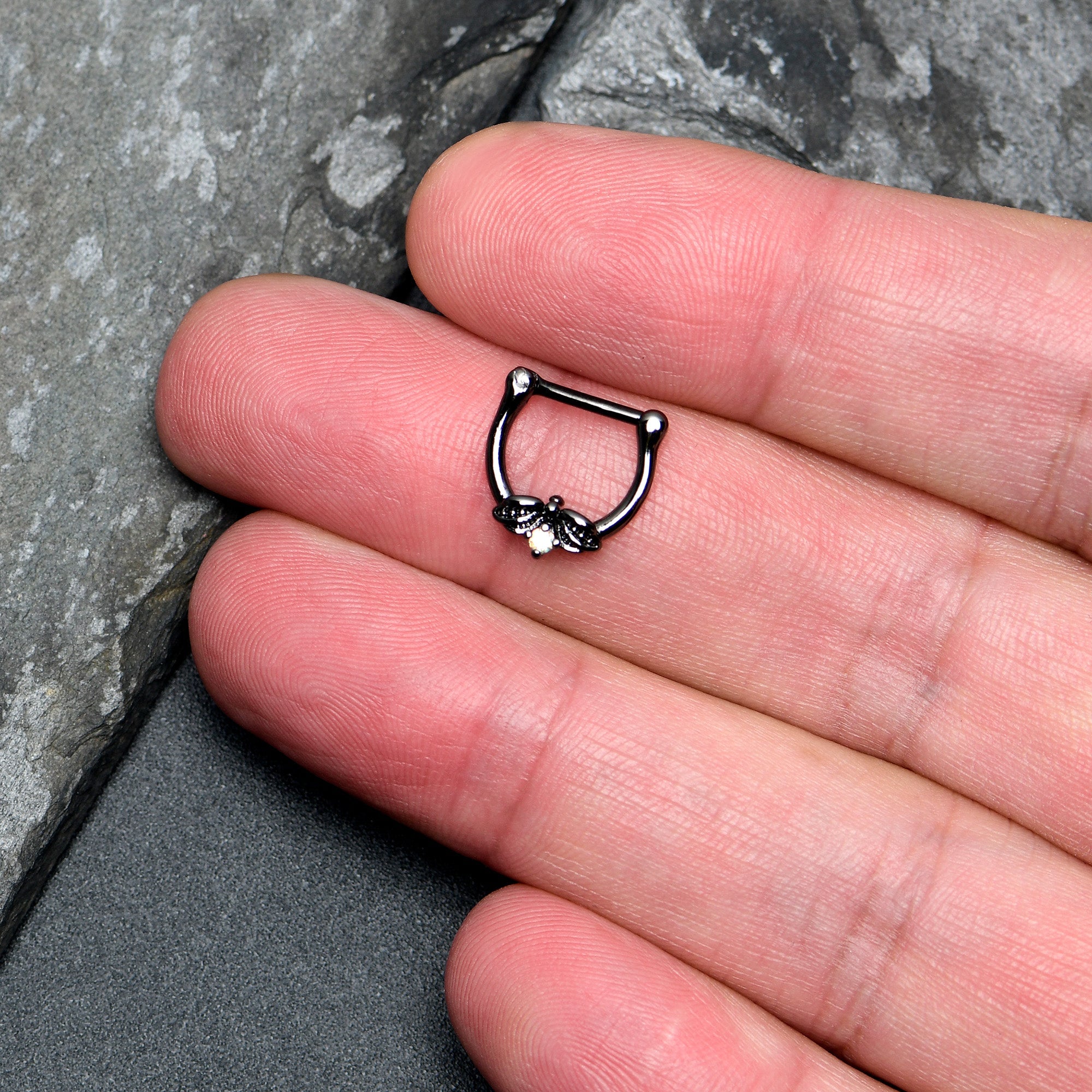 BodyCandy 16G 5/16 Aurora Gem Black Beauty Bug Cartilage Clicker — lifestyle context