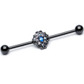 BodyCandy 14G Blue Aurora Gem Black Night Blossom Industrial Barbell 38mm — main product shot