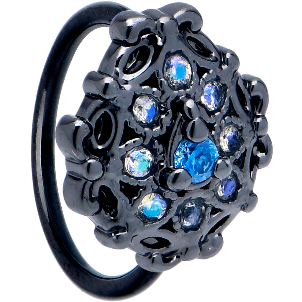 BodyCandy 20G 5/16 Blue Aurora Gem Black Night Blossom Nose Hoop — main product shot