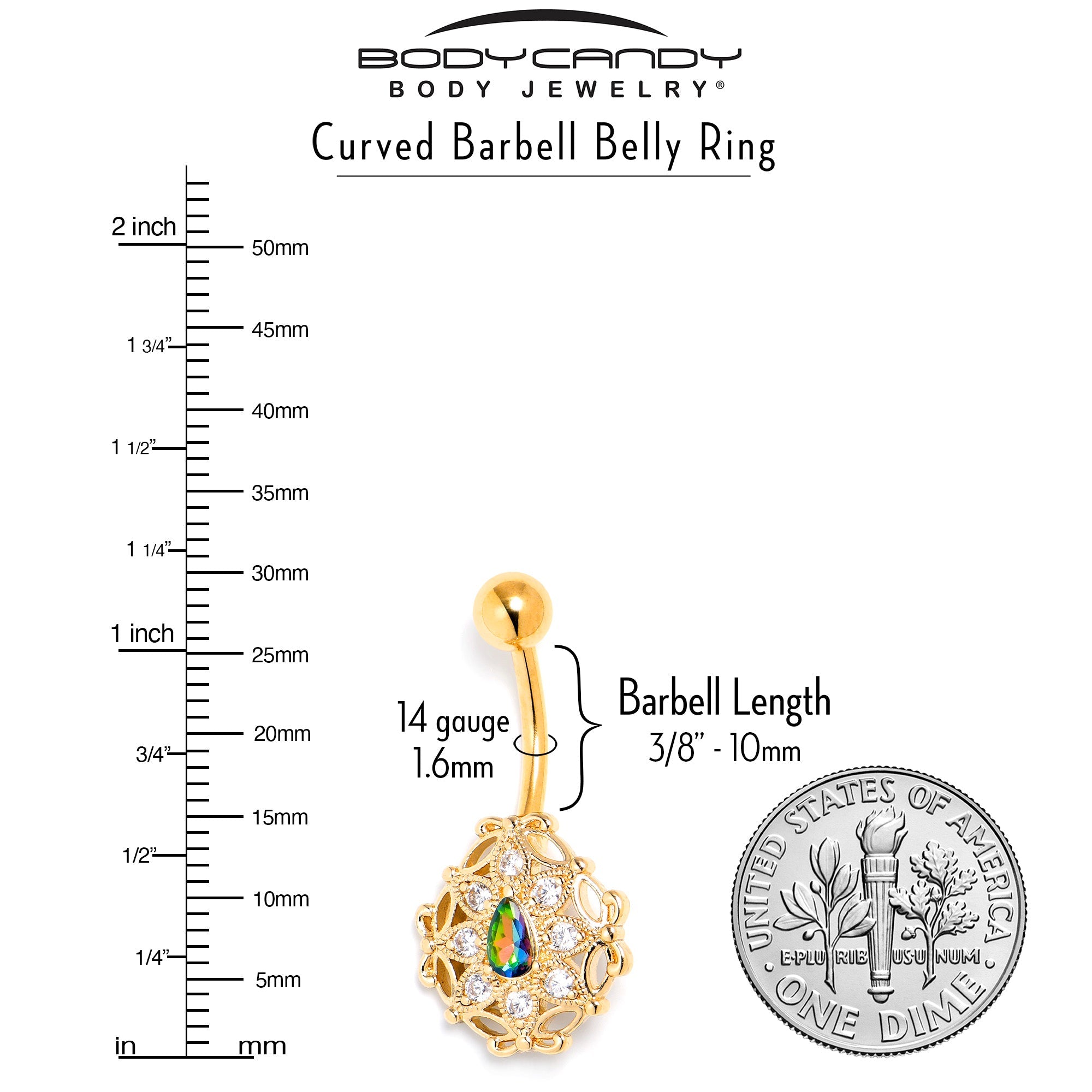 BodyCandy Vitrail Clear Gem Gold Tone Blossom Bloom Belly Ring — lifestyle context