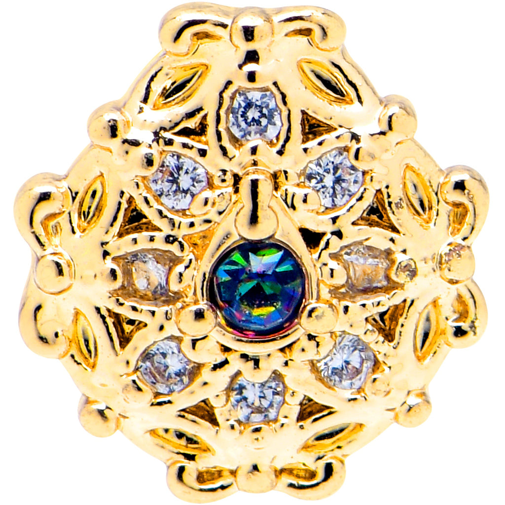 BodyCandy 16G 1/4 Vitrail Gem Gold Tone Blossom Bloom Cartilage Earring — detail close-up