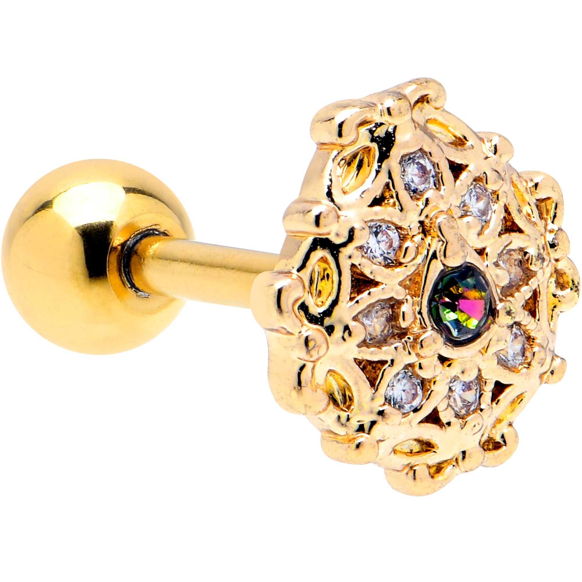 BodyCandy 16G 1/4 Vitrail Gem Gold Tone Blossom Bloom Cartilage Earring — lifestyle context