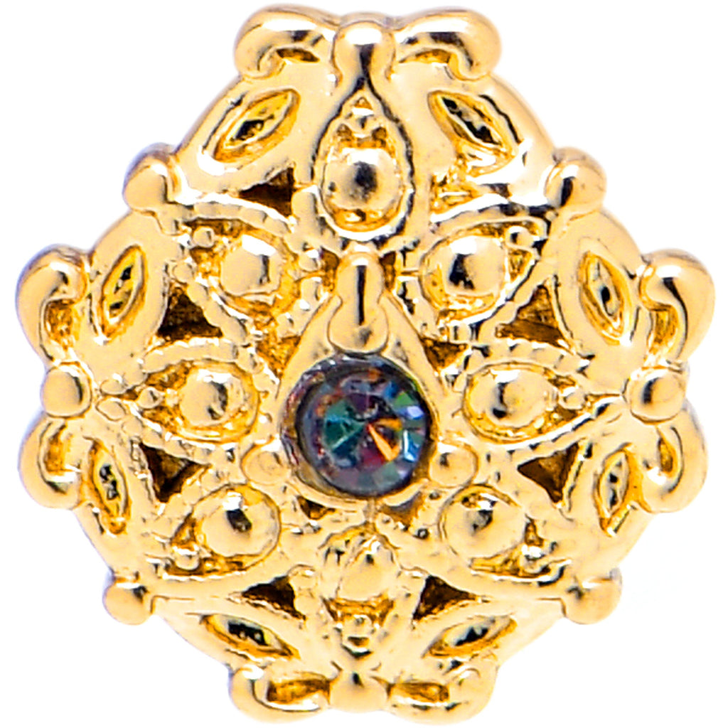 BodyCandy 20G 7mm Vitrail Gem Gold Tone Blossom Bloom L Shape Nose Ring — detail close-up