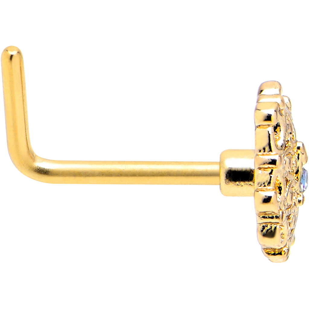 BodyCandy 20G 7mm Vitrail Gem Gold Tone Blossom Bloom L Shape Nose Ring — lifestyle context