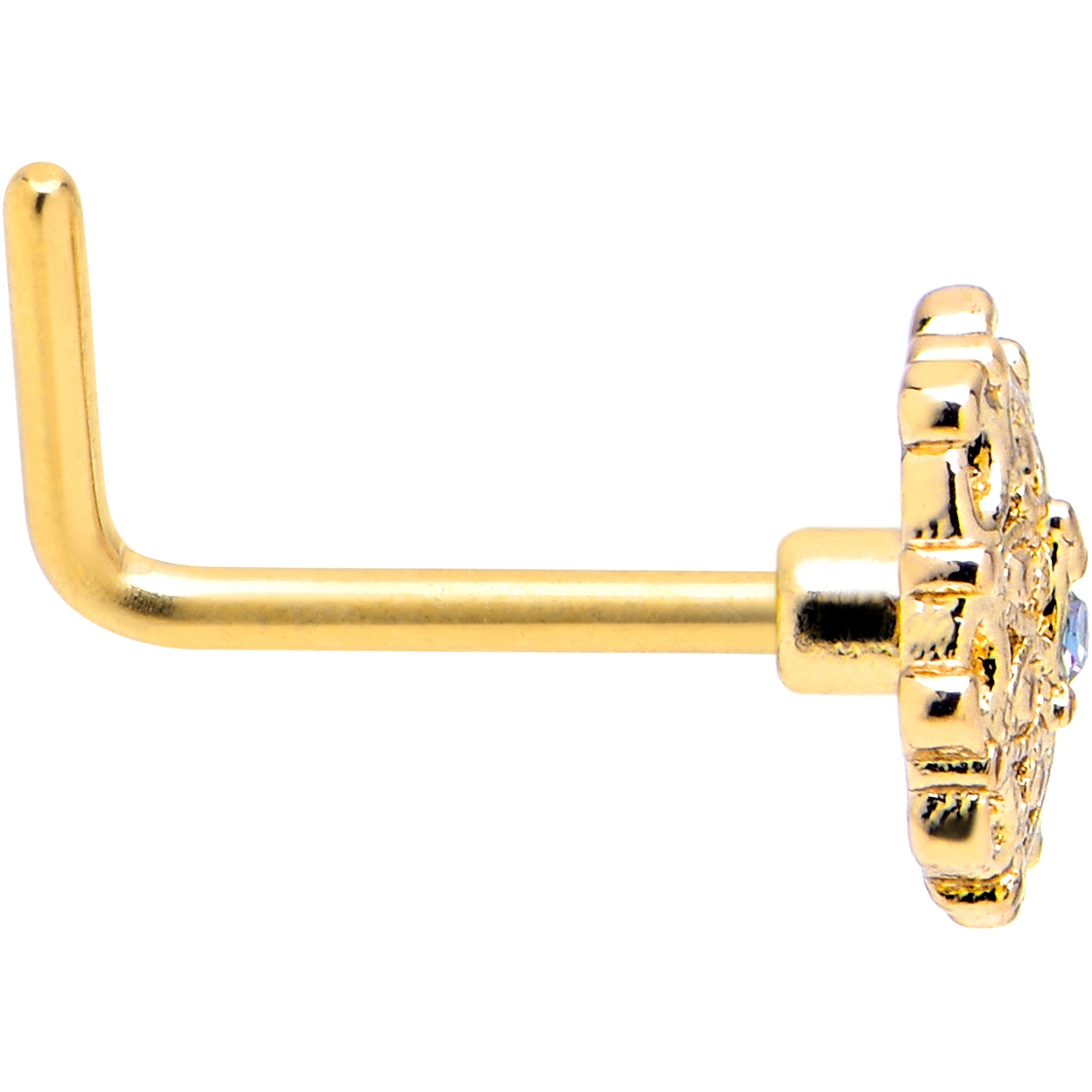 BodyCandy 20G 7mm Vitrail Gem Gold Tone Blossom Bloom L Shape Nose Ring — lifestyle context