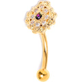 BodyCandy 16G 5/16 Vitrail Gem Gold Tone Blossom Bloom Curved Eyebrow Ring — main product shot