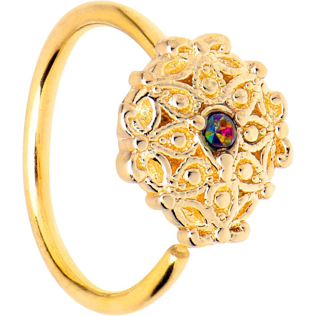 BodyCandy 20G 5/16 Vitrail Gem Gold Tone Blossom Bloom Nose Hoop — main product shot