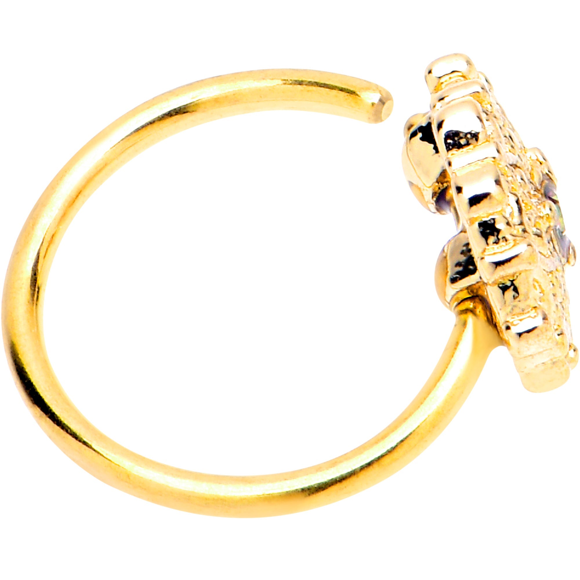 BodyCandy 20G 5/16 Vitrail Gem Gold Tone Blossom Bloom Nose Hoop — lifestyle context