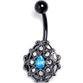 BodyCandy Blue Aurora Gem Black Night Blossom Belly Ring — main product shot