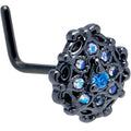 BodyCandy 20G  7mm Blue Aurora Gem Black Night Blossom L Shape Nose Ring — main product shot