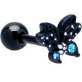 BodyCandy 16G 1/4 Blue CZ Gem Black Night Drama Butterfly Cartilage Earring — main product shot